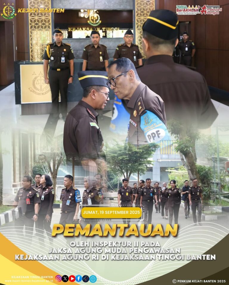 Jumat 19 September 2025, Kepala Kejaksaan Tinggi Banten Dr. Siswanto, S.H., M.H menerima kujunga